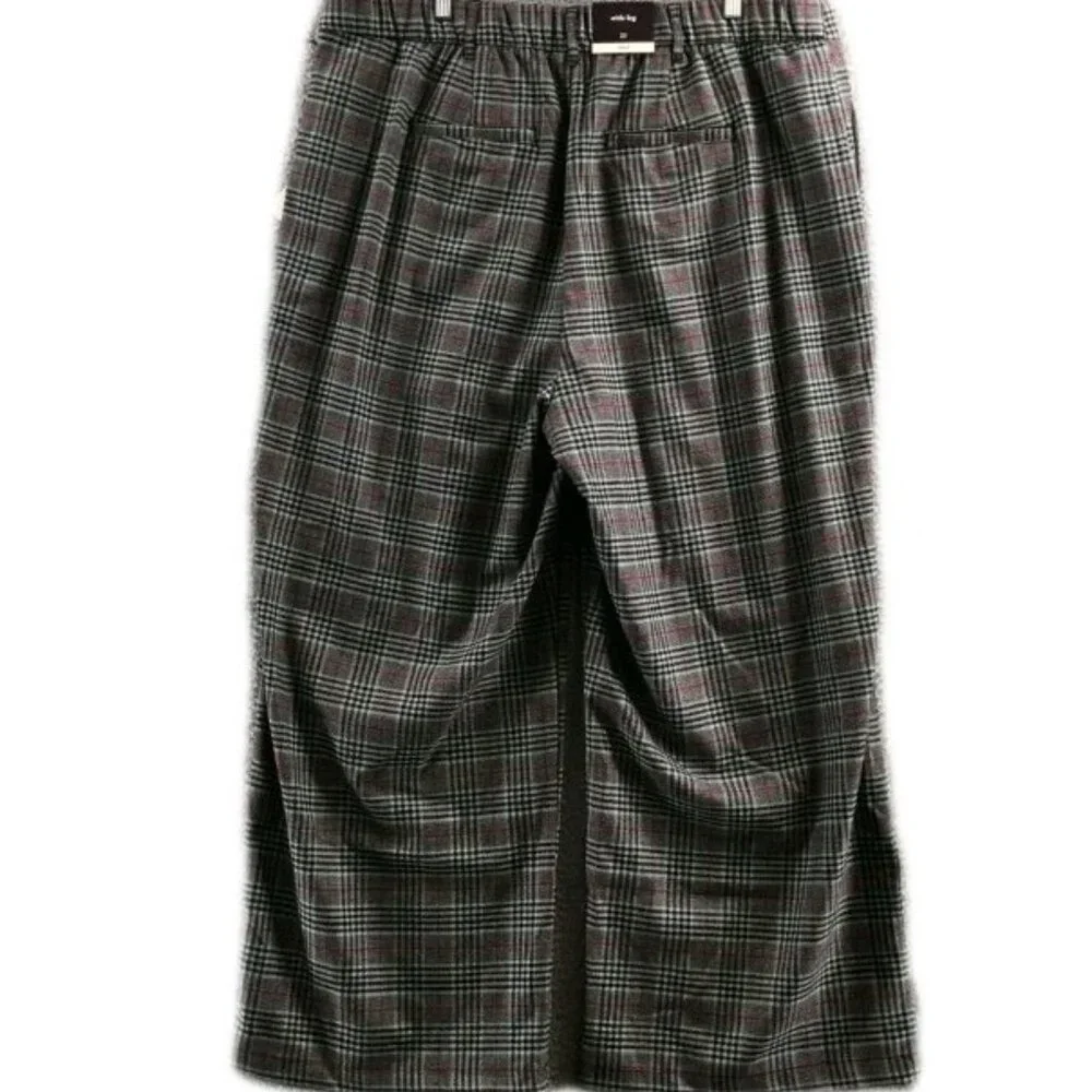 Ava & Viv Women High Rise Wide Leg Trousers Gray Plaid Plus Size 18 Stretch - Picture 4 of 15